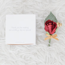 โหลดรูปภาพลงในเครื่องมือใช้ดูของ Gallery เข็มกลัดดอกไม้สำหรับงานเลี้ยงงานแต่งงาน Handmade Paper Corsage - Red Rustic
