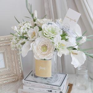 ดอกไม้แต่งบ้าน แจกันดอกไม้ประดิษฐ์ โทนสีขาว - Snow White Hampton Flower Vase