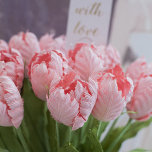 ดอกไม้แต่งบ้าน แจกันดอกไม้ประดิษฐ์ ดอกทิวลิปสีชมพูอ่อน - Pale Pink Tulip Marseille Vase