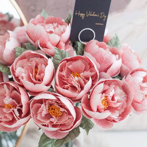 ดอกไม้แต่งบ้าน แจกันดอกไม้ประดิษฐ์ ดอกพีโอนี่สวน - Peach Peony Garden Marseille Vase