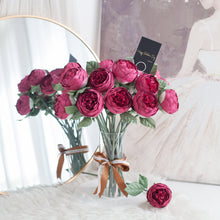 โหลดรูปภาพลงในเครื่องมือใช้ดูของ Gallery ดอกไม้แต่งบ้าน แจกันดอกไม้ประดิษฐ์ ดอกพีโอนี่กลม - Burgundy Peony Marseille Vase
