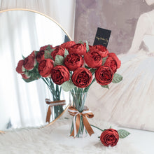 โหลดรูปภาพลงในเครื่องมือใช้ดูของ Gallery แจกันดอกไม้ประดิษฐ์ ดอกไม้ตกแต่งบ้าน แจกันดอกไม้ทรงสูง - Crimson Red Peony Round

