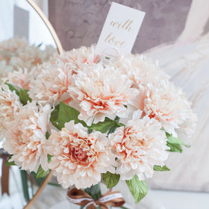 ดอกไม้แต่งบ้าน แจกันดอกไม้ประดิษฐ์ ดอกดาเลีย - Coral White Dahlia Marseille Vase