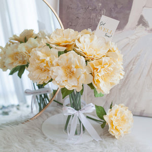 ดอกไม้แต่งบ้าน แจกันดอกไม้ประดิษฐ์ ดอกโบตั๋นบาน - Yellow Peony Bloom Marseille Vase
