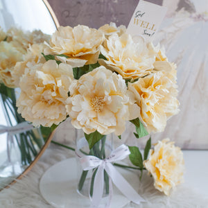 ดอกไม้แต่งบ้าน แจกันดอกไม้ประดิษฐ์ ดอกโบตั๋นบาน - Yellow Peony Bloom Marseille Vase