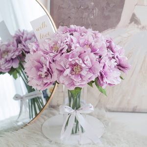 ดอกไม้แต่งบ้าน แจกันดอกไม้ประดิษฐ์ ดอกโบตั๋นบาน - Magenta Peony Bloom Marseille Vase