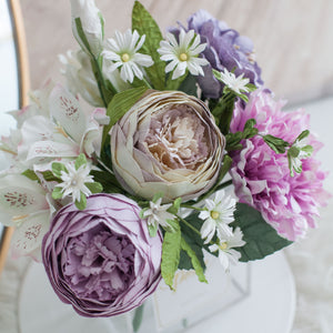 ดอกไม้ตกแต่งบ้านพร้อมแจกันทรงเหลี่ยม โทนสีม่วง - Sweet Rapunzel Paris Vase