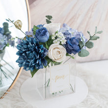 โหลดรูปภาพลงในเครื่องมือใช้ดูของ Gallery แจกันดอกไม้ประดิษฐ์ กล่องดอกไม้ตกแต่งบ้าน -White and Navy Blue Paris Vase

