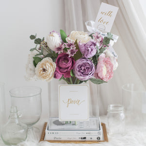 ดอกไม้แต่งบ้าน แจกันดอกไม้ประดิษฐ์ โทนสีม่วงลาเวนเดอร์ - Lavender Purple XL Paris Vase