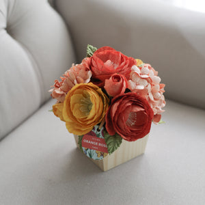 กระปุกไม้สนดอกไม้ประดิษฐ์ตกแต่งโต๊ะทำงาน Working Table Flower Pot - Sunset Orange