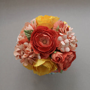 กระปุกไม้สนดอกไม้ประดิษฐ์ตกแต่งโต๊ะทำงาน Working Table Flower Pot - Sunset Orange