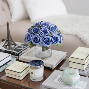 เซ็ตดอกไม้ประดับตกแต่งแจกัน ดอกกุหลาบ - Blue Rose Bordeaux Vase