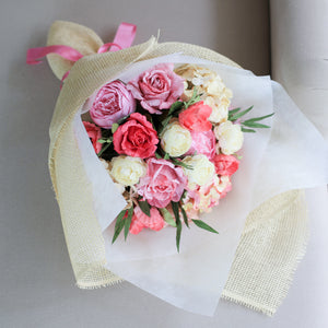 ช่อดอกไม้ประดิษฐ์แสดงความยินดี Congratulations Flower Bouquet - Pink Cream