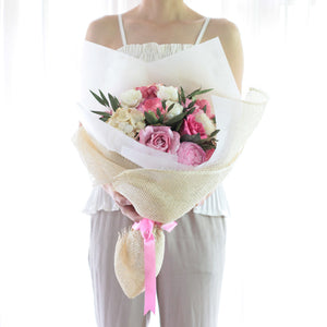 ช่อดอกไม้ประดิษฐ์แสดงความยินดี Congratulations Flower Bouquet - Pink Cream