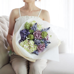 ช่อดอกไม้ประดิษฐ์แสดงความยินดี Congratulations Flower Bouquet - Wild Purple and Green