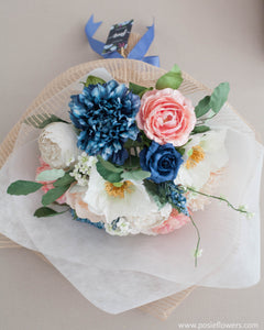 ช่อดอกไม้แสดงความยินดี ดอกไม้ประดิษฐ์ โทนสีน้ำเงินชมพู - Sparks Fly Congratulations Bouquet