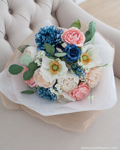 ช่อดอกไม้แสดงความยินดี ดอกไม้ประดิษฐ์ โทนสีน้ำเงินชมพู - Sparks Fly Congratulations Bouquet