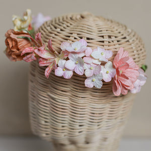 มงกุฎดอกไม้ประดิษฐ์ Handmade Paper Floral Crown - Simple Old Rose