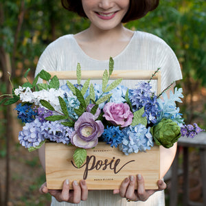 กระเช้าดอกไม้ประดิษฐ์ ดอกไม้แสดงความยินดี Vintage Flower Hamper - Sweet Purple