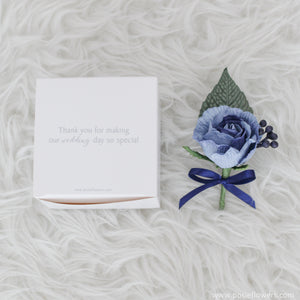 เข็มกลัดดอกไม้สำหรับงานเลี้ยงงานแต่งงาน Handmade Paper Corsage - Navy Blue