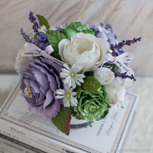 กล่องดอกไม้ของขวัญ ดอกไม้แสดงความยินดี Aromatic Gift Box - Purple & Green