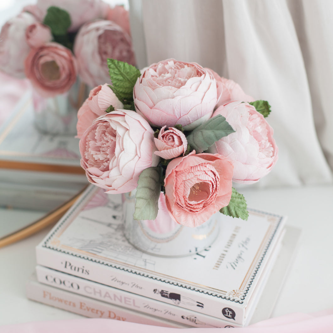 กระปุกดอกไมน้ำหอมของขวัญ Paper Tube Box - Blush Pink