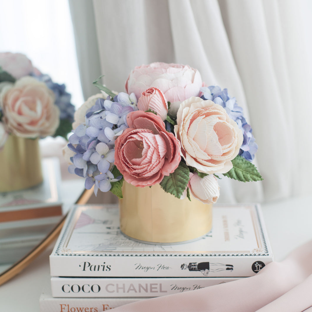 กระปุกดอกไมน้ำหอมของขวัญ Paper Tube Box - Pastel Pink & Blue