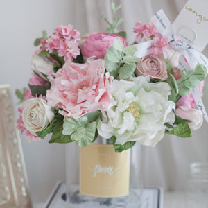 ดอกไม้แต่งบ้าน แจกันดอกไม้ประดิษฐ์ โทนสีชมพูบลัช - Cherry Pink Lemonade Hampton Flower Vase