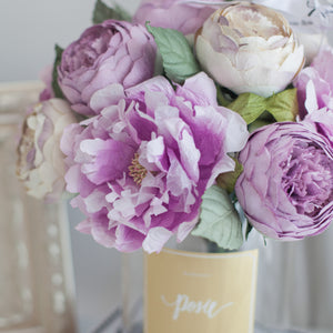 ดอกไม้แต่งบ้าน แจกันดอกไม้ประดิษฐ์ ดอกพีโอนี่โทนสีม่วง - Pink Mauve Hampton Flower Vase