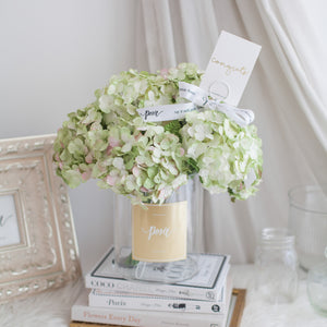 ดอกไม้แต่งบ้าน แจกันดอกไม้ประดิษฐ์ ไฮเดรนเยียโทนสีเขียว - Olive Green Hydrangea Hampton Flower Vase
