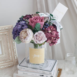 ดอกไม้แต่งบ้าน แจกันดอกไม้ประดิษฐ์ โทนสีม่วงเบอร์กันดี - Ruby Purple Hampton Flower Vase