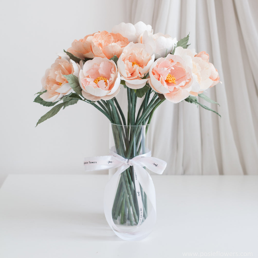 เซ็ตดอกไม้ประดับตกแต่งพร้อมแจกัน ดอกพีโอนี่สวน - Old Rose Peony Garden Marseille Vase