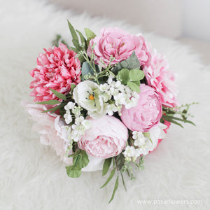 ช่อเจ้าสาวดอกไม้ประดิษฐ์ Medium Bridal Bouquet - Sassy Pink Peony