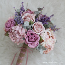 โหลดรูปภาพลงในเครื่องมือใช้ดูของ Gallery ช่อเจ้าสาวดอกไม้ประดิษฐ์ Medium Bridal Bouquet - Mauve Rose and Hydrangea
