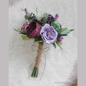 ช่อเจ้าสาวดอกไม้ประดิษฐ์ Medium Bridal Bouquet - Wild Purple