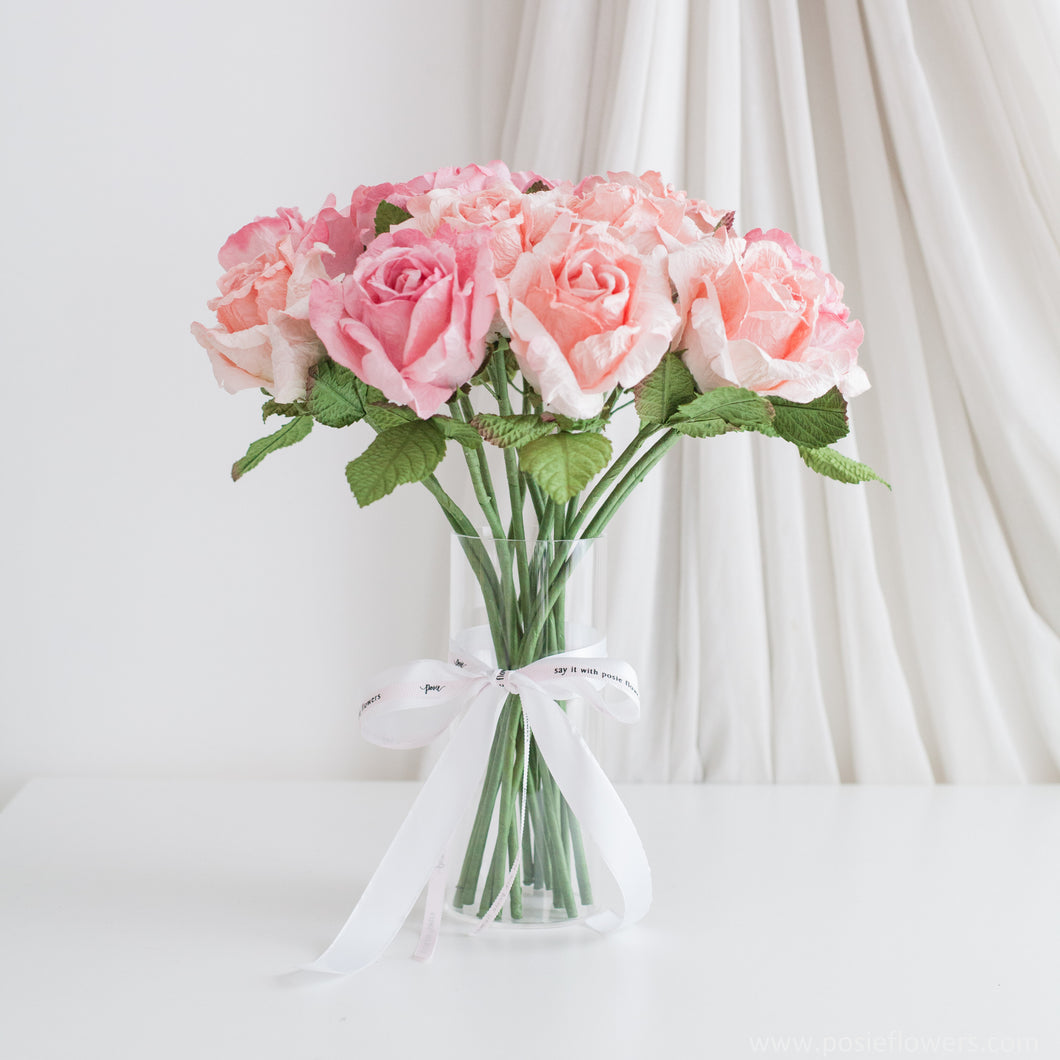 เซ็ตดอกไม้ประดับตกแต่งพร้อมแจกัน ดอกกุหลาบ - Pink Large Rose Marseille Vase