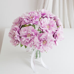 เซ็ตดอกไม้ประดับตกแต่งพร้อมแจกัน ดอกพีโอนี่บาน - Purple Peony Bloom Marseille Vase