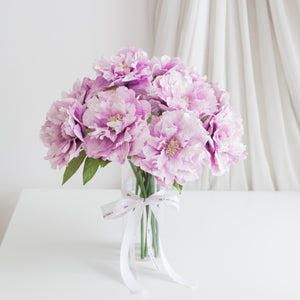 เซ็ตดอกไม้ประดับตกแต่งพร้อมแจกัน ดอกพีโอนี่บาน - Purple Peony Bloom Marseille Vase
