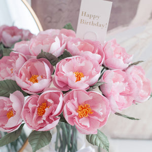 ดอกไม้แต่งบ้าน แจกันดอกไม้ประดิษฐ์ ดอกพีโอนี่สวน - Pink Peony Garden Marseille Vase