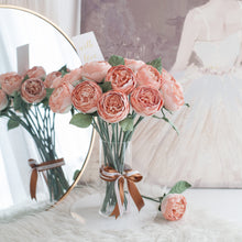 โหลดรูปภาพลงในเครื่องมือใช้ดูของ Gallery แจกันดอกไม้ประดิษฐ์ ดอกไม้ตกแต่งบ้าน แจกันดอกไม้ทรงสูง - Peach Peony Round
