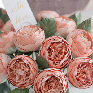 ดอกไม้แต่งบ้าน แจกันดอกไม้ประดิษฐ์ ดอกพีโอนี่กลม - Peach Peony Marseille Vase