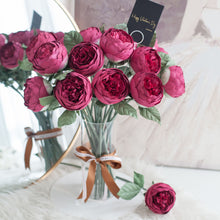 โหลดรูปภาพลงในเครื่องมือใช้ดูของ Gallery แจกันดอกไม้ประดิษฐ์ ดอกไม้ตกแต่งบ้าน แจกันดอกไม้ทรงสูง - Burgundy Peony Round
