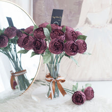 โหลดรูปภาพลงในเครื่องมือใช้ดูของ Gallery แจกันดอกไม้ประดิษฐ์ ดอกไม้ตกแต่งบ้าน แจกันดอกไม้ทรงสูง - Dark Purple Peony Round
