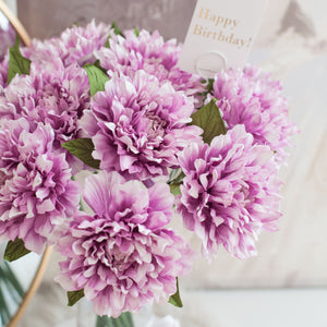 ดอกไม้แต่งบ้าน แจกันดอกไม้ประดิษฐ์ ดอกดาเลีย - Magenta Dahlia Marseille Vase