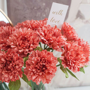 ดอกไม้แต่งบ้าน แจกันดอกไม้ประดิษฐ์ ดอกดาเลีย - Pomegranate Dahlia Marseille Vase