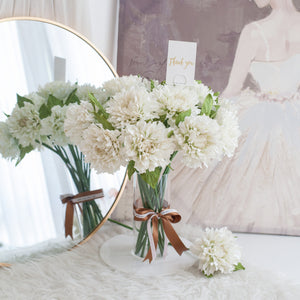 ดอกไม้แต่งบ้าน แจกันดอกไม้ประดิษฐ์ ดอกดาเลีย - White Dahlia Spring Marseille Vase
