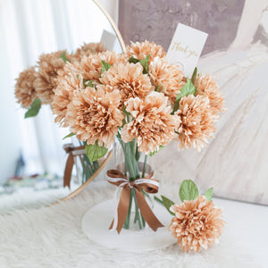 ดอกไม้แต่งบ้าน แจกันดอกไม้ประดิษฐ์ ดอกดาเลีย - Brown Dahlia Spring Marseille Vase