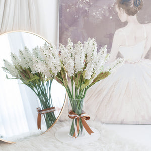 แจกันดอกไม้ประดิษฐ์ ดอกไม้ตกแต่งบ้าน แจกันดอกไม้ทรงสูง - White Large Lilac