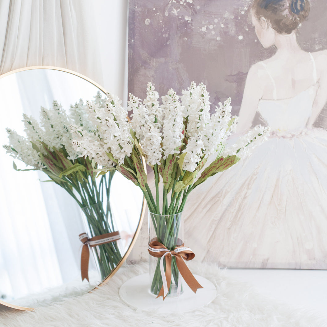 ดอกไม้แต่งบ้าน แจกันดอกไม้ประดิษฐ์ ดอกไลแลค - White Lilac Marseille Vase
