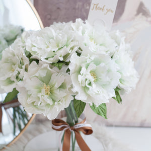 แจกันดอกไม้ประดิษฐ์ ดอกไม้ตกแต่งบ้าน แจกันดอกไม้ทรงสูง - White Peony Bloom
